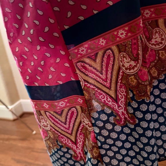 Reborn sheer pink and blue paisley print, bohemian-style tunic size XL - Picture 9 of 16